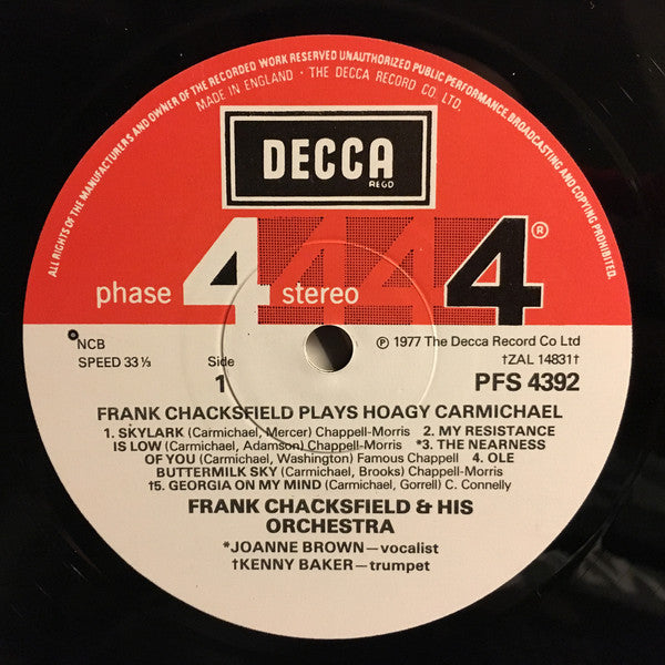 Frank Chacksfield & His Orchestra : Frank Chacksfield Plays Hoagy Carmichael (LP)