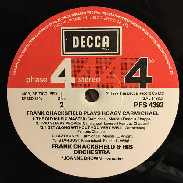 Frank Chacksfield & His Orchestra : Frank Chacksfield Plays Hoagy Carmichael (LP)