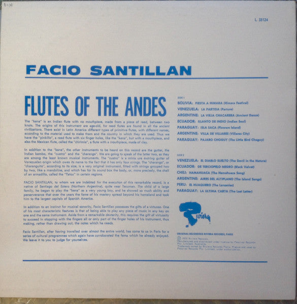 Facio Santillan : Flutes of the Andes (LP)