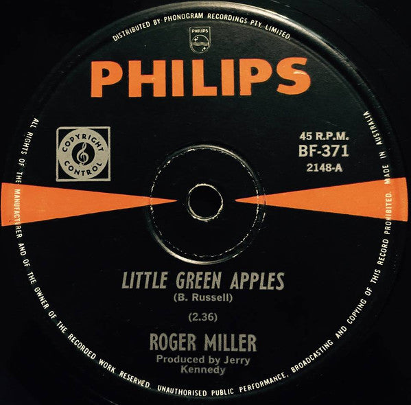 Roger Miller : Little Green Apples (7", Single)