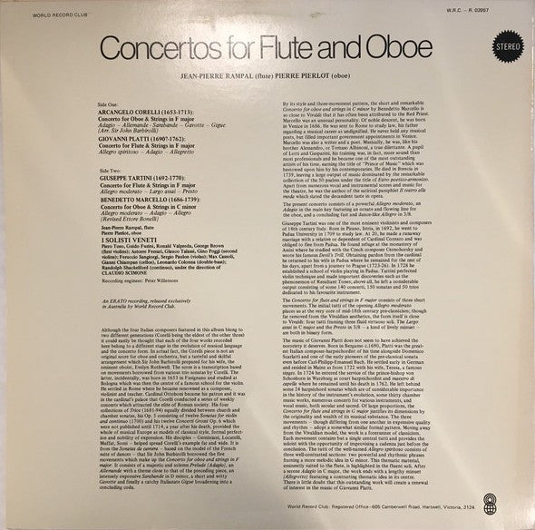 Jean-Pierre Rampal, Pierre Pierlot, I Solisti Veneti : Concertos For Flute And Oboe (LP, Album, Club)