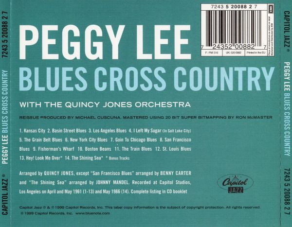 Peggy Lee : Blues Cross Country (CD, Album, RE)