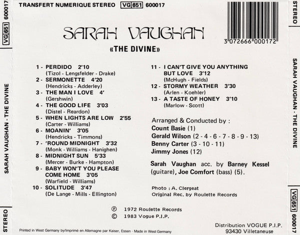 Sarah Vaughan : The Divine (CD, Comp)