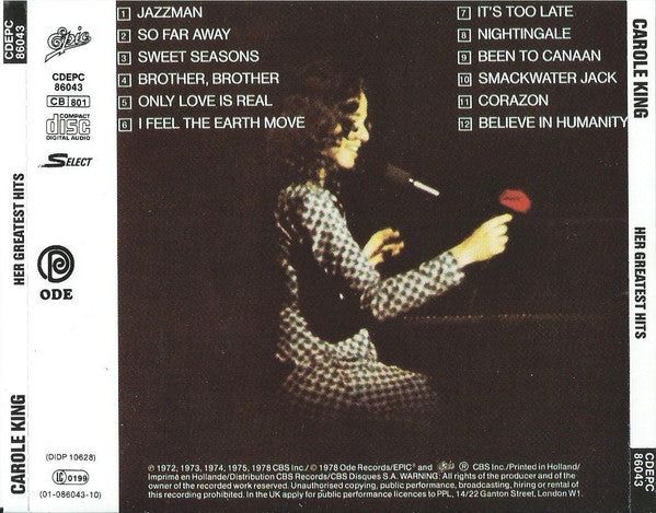 Carole King : Her Greatest Hits (CD, Comp, RE)
