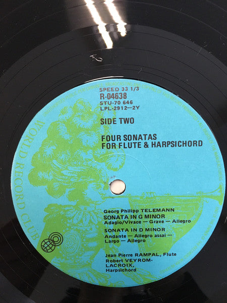 Georg Philipp Telemann : Four Sonatas For Flute & Harpsichord (LP, Album, Club, RE)