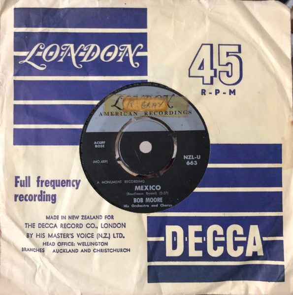 Bob Moore His Orchestra And Chorus* : Mexico (7", Single, pus)