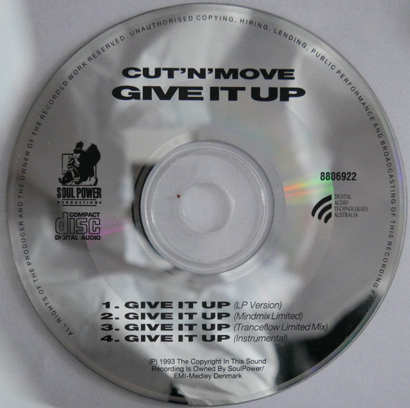 Cut 'N' Move : Give It Up (CD, Single, Car)