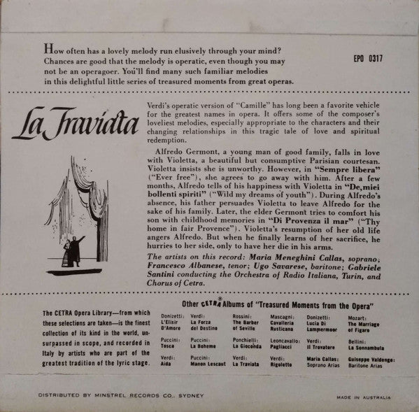 Maria Callas, Francesco Albanese, Ugo Savarese, Symphony Orchestra Of Italian Radiotelevision*, Cetra Chorus*, Gabriele Santini (2) : La Traviata (7", EP)