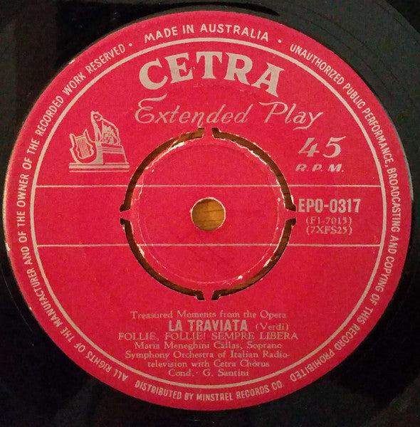 Maria Callas, Francesco Albanese, Ugo Savarese, Symphony Orchestra Of Italian Radiotelevision*, Cetra Chorus*, Gabriele Santini (2) : La Traviata (7", EP)