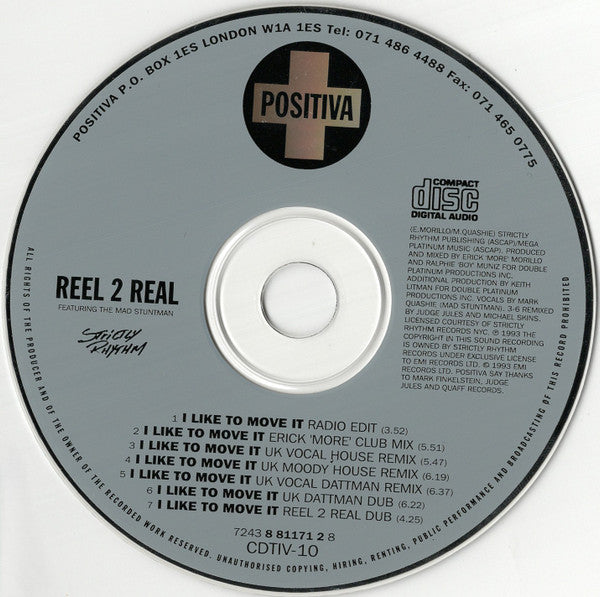 Reel 2 Real Featuring The Mad Stuntman : I Like To Move It (CD, Maxi, Car)