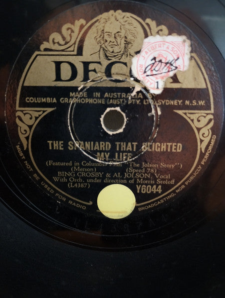 Bing Crosby and Al Jolson : Alexander's Ragtime Band / The Spaniard That Blighted My Life (Shellac, 10")