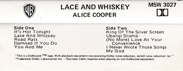 Alice Cooper (2) : Lace And Whiskey (Cass, Album)