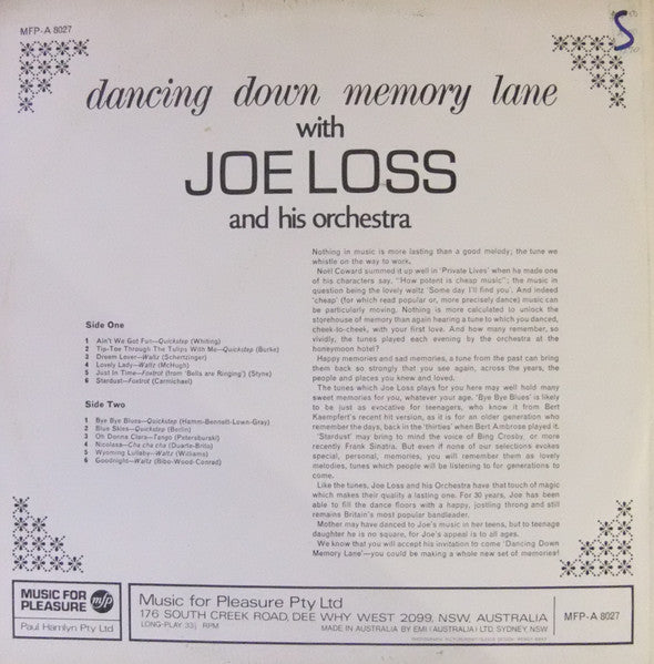 Joe Loss And His Orchestra* : Dancing Down Memory Lane (LP, Mono)