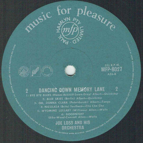 Joe Loss And His Orchestra* : Dancing Down Memory Lane (LP, Mono)
