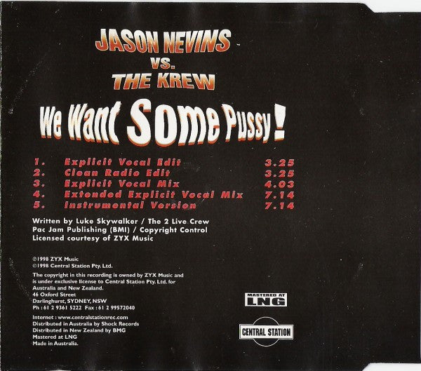 Jason Nevins vs. The Krew : We Want Some Pussy! (CD, Maxi)