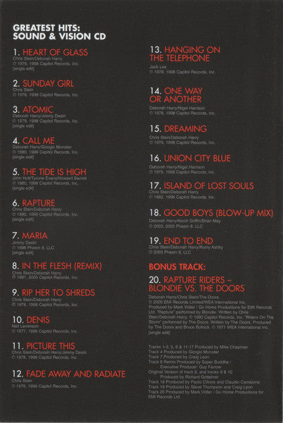 Blondie : Greatest Hits: Sound & Vision CD & DVD And Parallel Lines CD (CD, Comp + CD, Album, RE + DVD-V, NTSC + Box, Comp)
