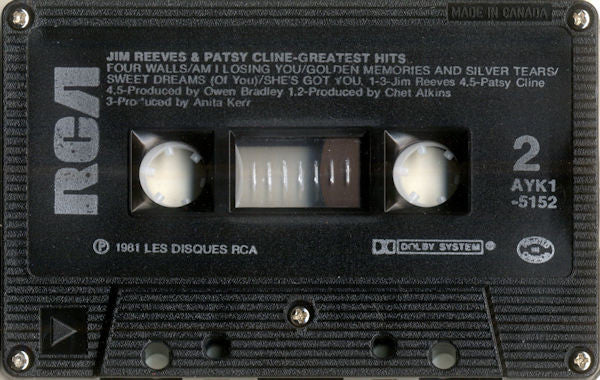 Jim Reeves & Patsy Cline : Greatest Hits (Cass, Comp, RE, Dol)