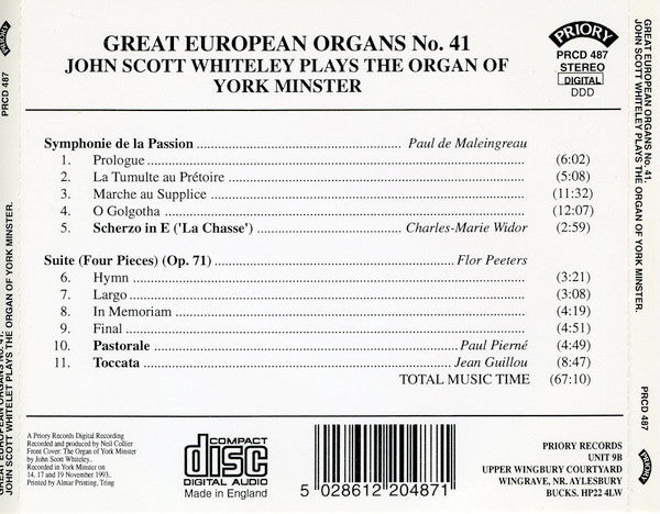 John Scott Whiteley : John Scott Whiteley Plays The Organ Of York Minster (CD, Album)