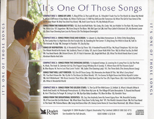 Various : It's One Of Those Songs (4xCD, Album, Comp)