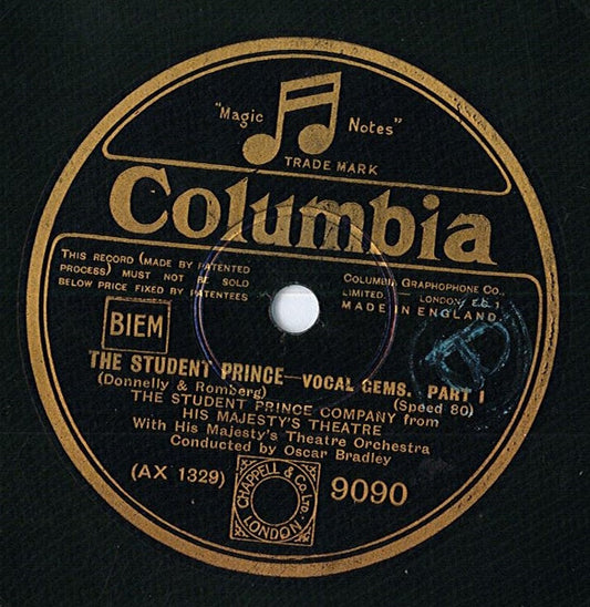 The Student Prince Company : The Student Prince - Vocal Gems (Shellac, 12", 80 RPM)