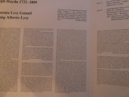 Joseph Haydn, Camerata Lysy Gstaad, Alberto Lysy : Violinkonzert G-Dur/ Deutsche Tänze/ Divertimento G-Dur (LP)