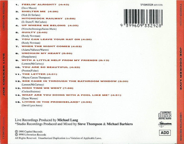 Joe Cocker : Joe Cocker Live (CD, Album)