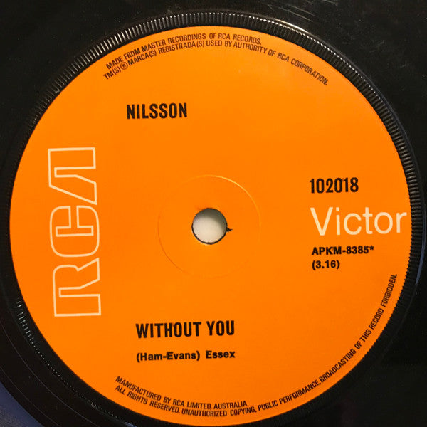 Nilsson* : Without You (7", Single)
