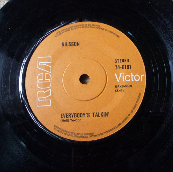 Nilsson* : Everybody's Talkin' (7", Single, RP, Ora)