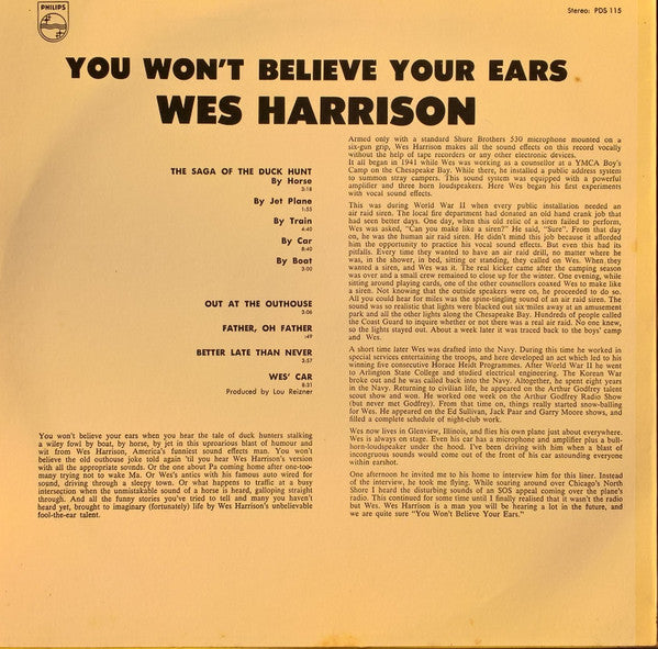 Wes Harrison : You Won't Believe Your Ears (LP, Album, RE)