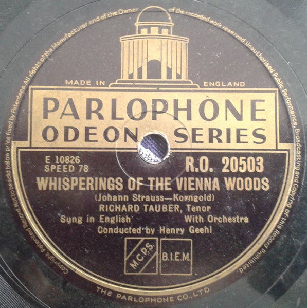 Richard Tauber : The Blue Danube / Whisperings Of The Vienna Woods (Shellac, 10")