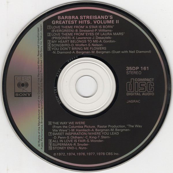 Barbra Streisand : Barbra Streisand's Greatest Hits - Volume 2 (CD, Comp)