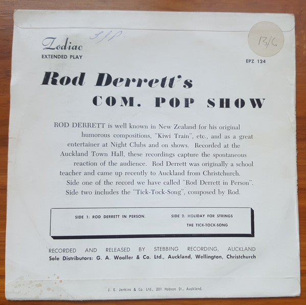 Rod Derrett : Rod Derrett's Com. Pop Show (7", EP, Mono)