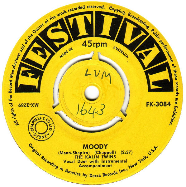 The Kalin Twins* : Moody (7", Single)