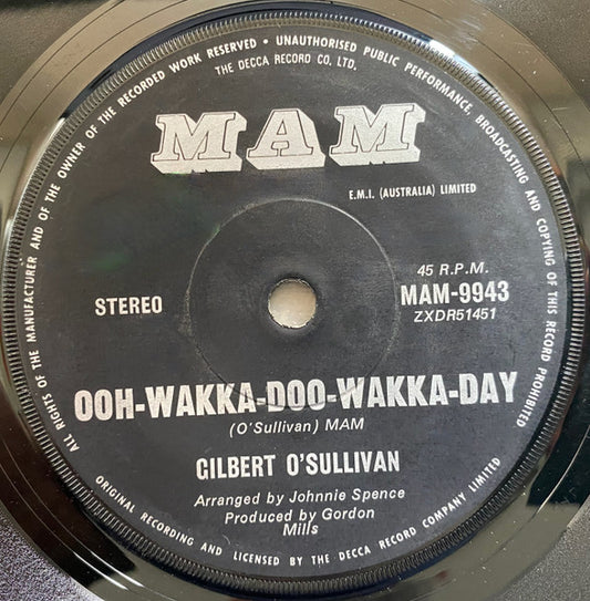 Gilbert O'Sullivan : Ooh-Wakka-Doo-Wakka-Day (7", Single)
