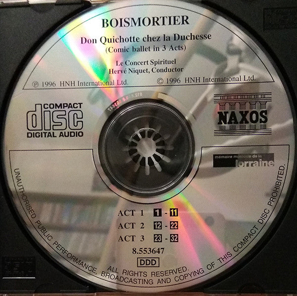 Joseph Bodin de Boismortier - Stephan Van Dyck • Richard Biren • Meredith Hall • Paul Gay (3), Le Concert Spirituel, Hervé Niquet : Don Quichotte Chez La Duchesse (Comic Ballet In Three Acts) (CD)