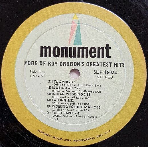 Roy Orbison : More Of Roy Orbison's Greatest Hits (LP, Comp, Ind)