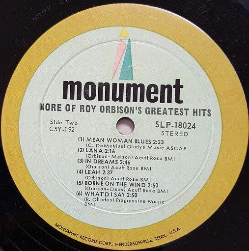 Roy Orbison : More Of Roy Orbison's Greatest Hits (LP, Comp, Ind)