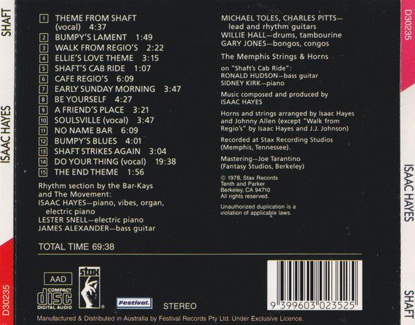 Isaac Hayes : Shaft (CD, Album, RE)