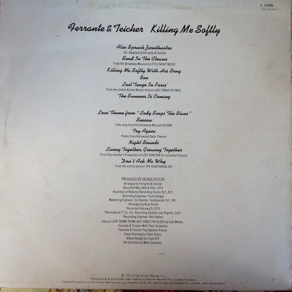 Ferrante & Teicher : Killing Me Softly (LP, Album)