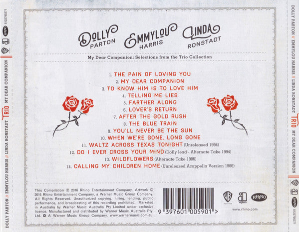 Dolly Parton, Emmylou Harris, Linda Ronstadt : My Dear Companion: Selections From The Trio Collection (CD, Album, Comp)