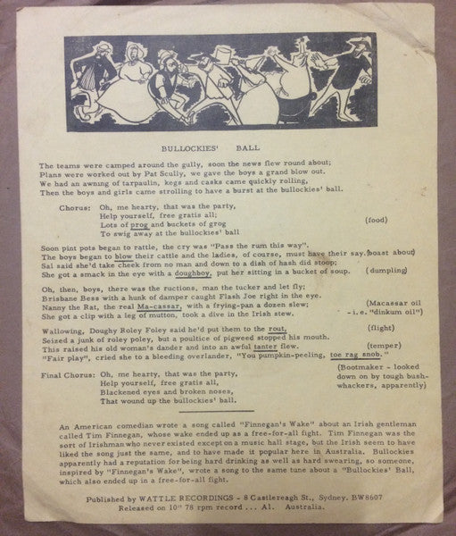 Alan Scott (3) And The Bushwhackers : Drover's Dream / Bullockies' Ball (Shellac, 10")