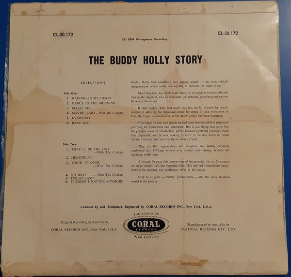 Buddy Holly : The Buddy Holly Story (LP, Comp, Mono)