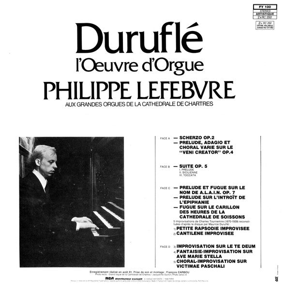 Philippe Lefebvre / Maurice Duruflé : L'Oeuvre D'Orgue (2xLP)