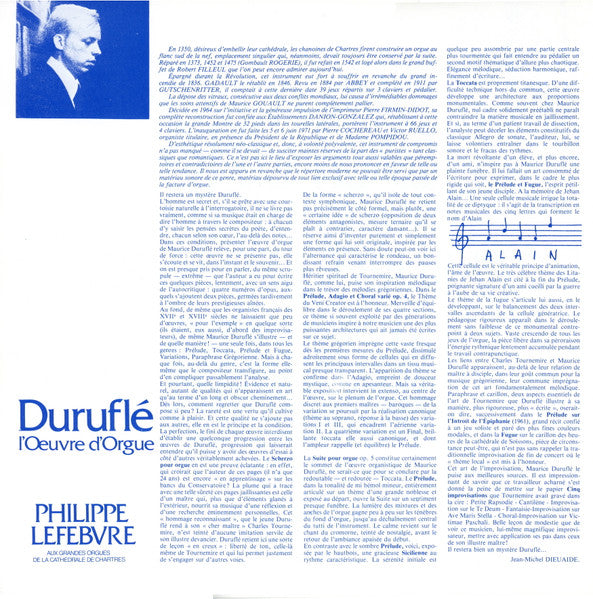 Philippe Lefebvre / Maurice Duruflé : L'Oeuvre D'Orgue (2xLP)