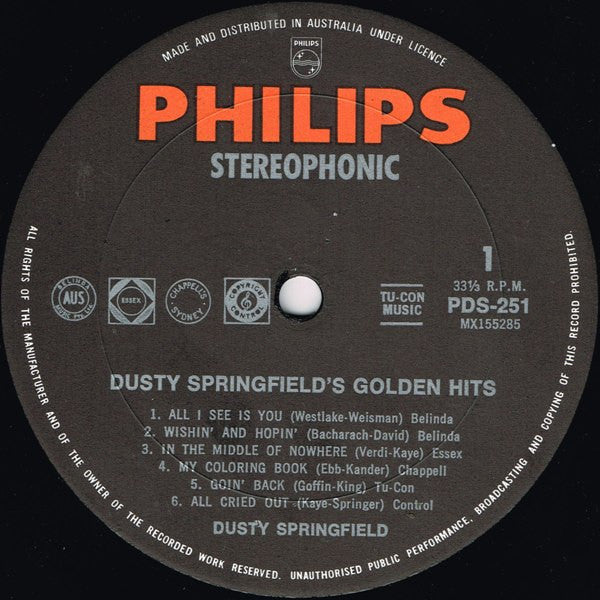 Dusty Springfield : Dusty Springfield's Golden Hits (LP, Comp)