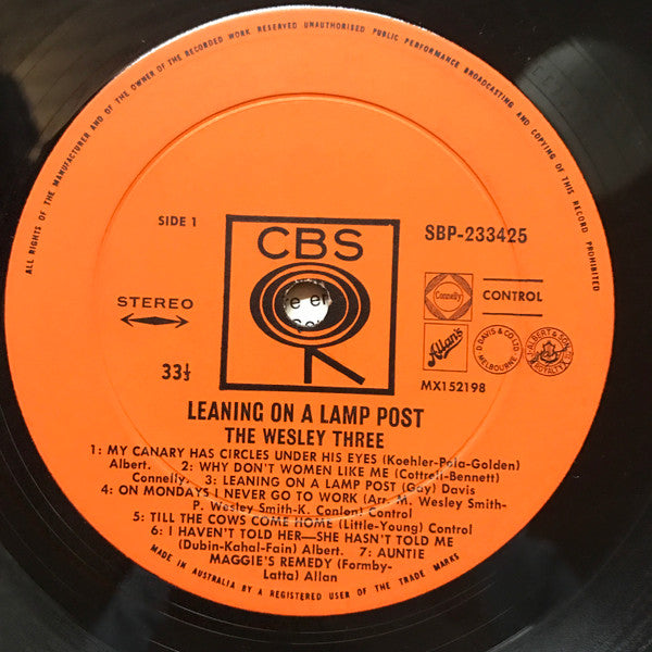 The Wesley Three : Leaning On A Lamp-Post (LP, Album)