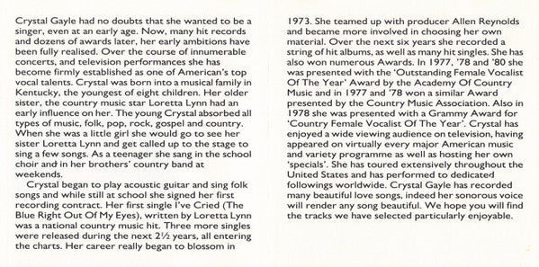 Crystal Gayle : Love Songs (CD, Comp, RE)
