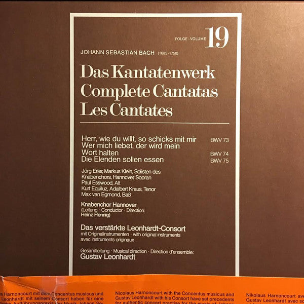 Johann Sebastian Bach : Das Kantatenwerk (Complete Cantatas) BWV 73-75 – Vol. 19 (2xLP + Box)