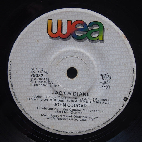John Cougar* : Jack & Diane (7", Single)