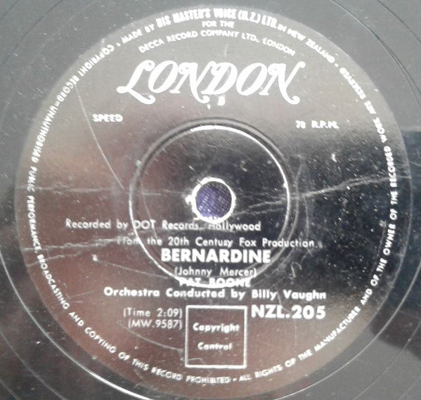 Pat Boone : Love Letters In The Sand / Bernardine (Shellac, 10")